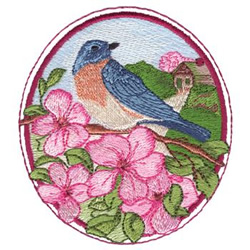 Spring Blue Bird Machine Embroidery Design
