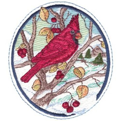 Winter Cardinal Machine Embroidery Design