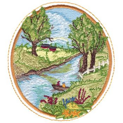 River Scene Machine Embroidery Design