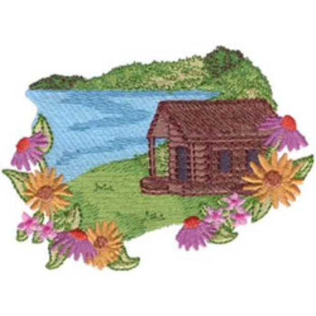 Picture of Lake Cabin Machine Embroidery Design