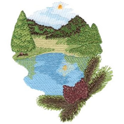 Lake Scene Machine Embroidery Design