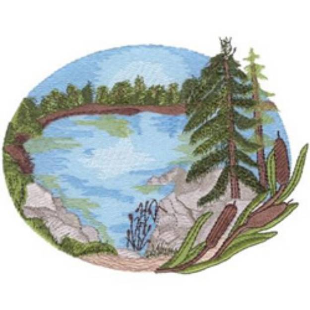 Picture of Lake Scene Machine Embroidery Design
