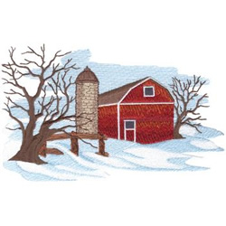 Winter Barn Machine Embroidery Design