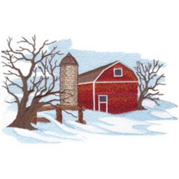 Picture of Winter Barn Machine Embroidery Design