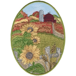 Fall Barn Machine Embroidery Design