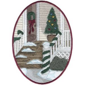 Picture of Christmas Porch Machine Embroidery Design