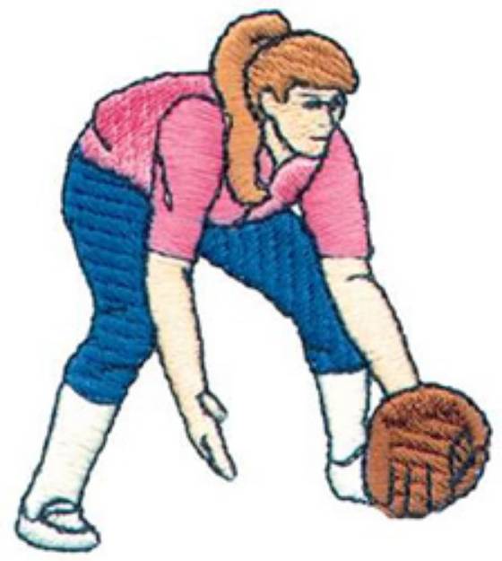 Picture of Playing Softball Machine Embroidery Design