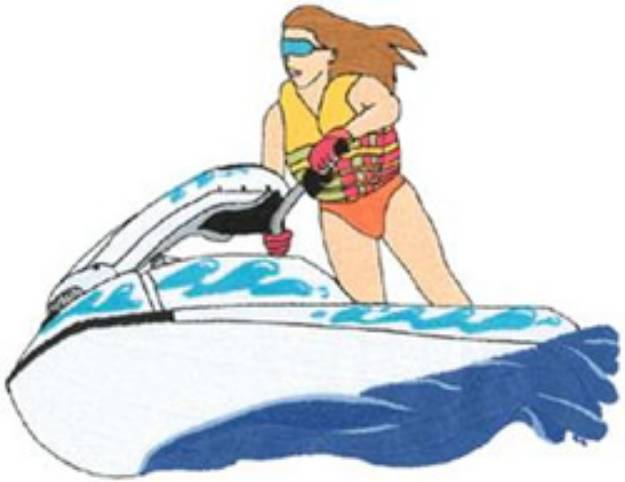 Picture of Female Jet Skier Machine Embroidery Design