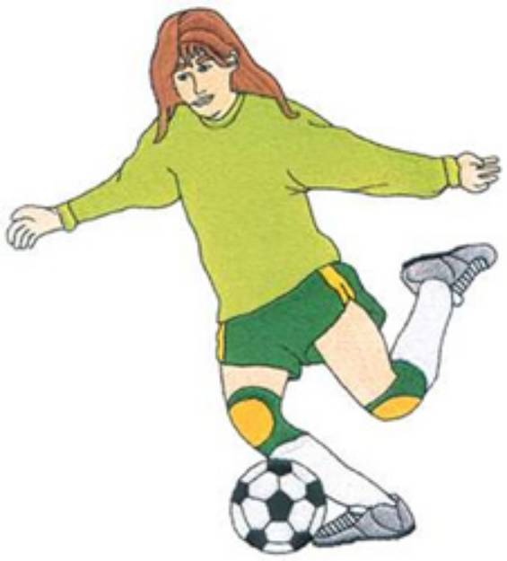 Picture of Female Soccer Player Machine Embroidery Design