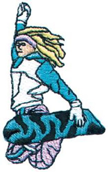 Female Snowboarder Machine Embroidery Design
