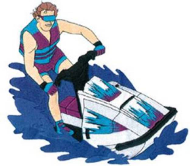 Picture of Male Jet Skier Machine Embroidery Design