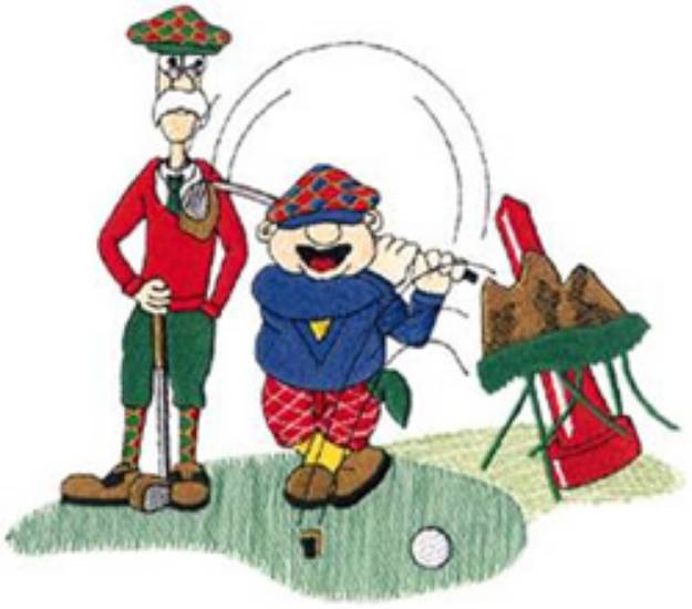 Picture of Cartoon Golfers Machine Embroidery Design