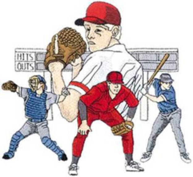 Picture of Baseball Collage Machine Embroidery Design