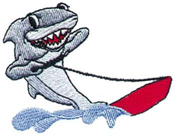 Skiing Shark Machine Embroidery Design