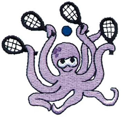 Racquetball Octopus Machine Embroidery Design