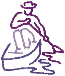 Canoeing Outline Machine Embroidery Design