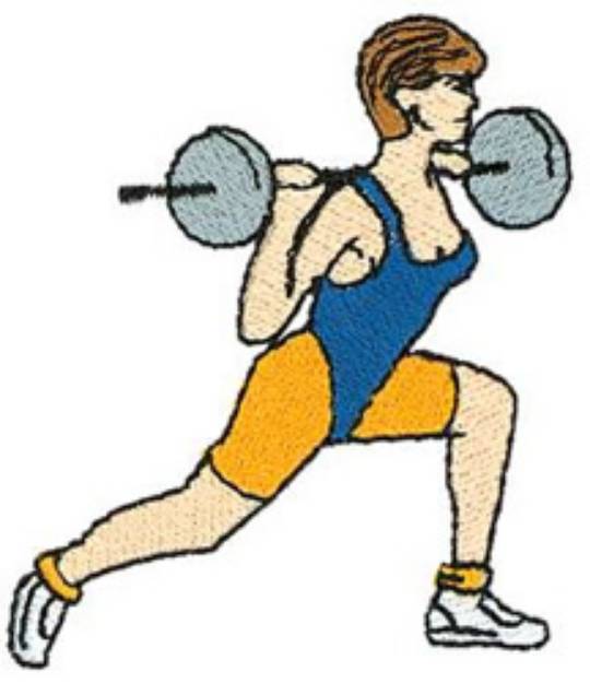 Picture of Woman Weightlifter Machine Embroidery Design