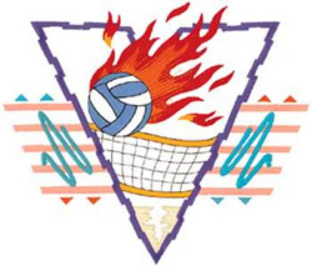 Picture of Volleyball Flames Machine Embroidery Design