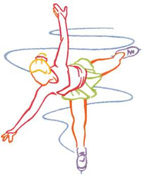 Ice Skater Outline Machine Embroidery Design