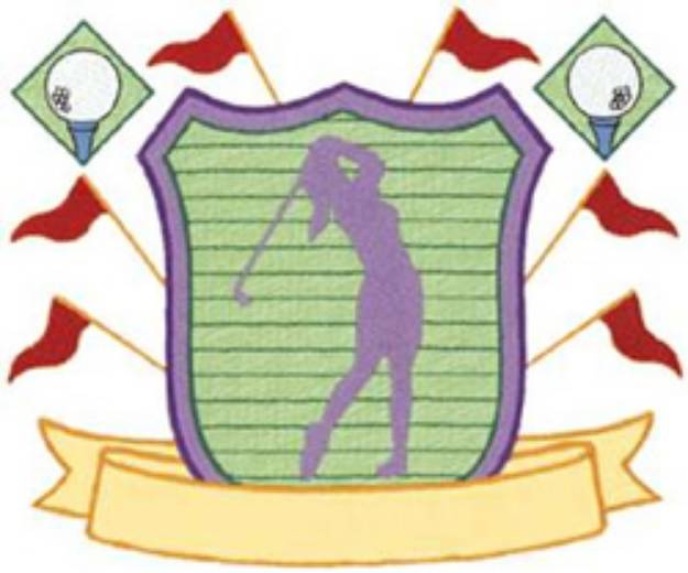 Picture of Female Golfer Crest Machine Embroidery Design