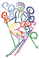 Skier Swirl Outline Machine Embroidery Design