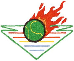 Flaming Tennis Machine Embroidery Design