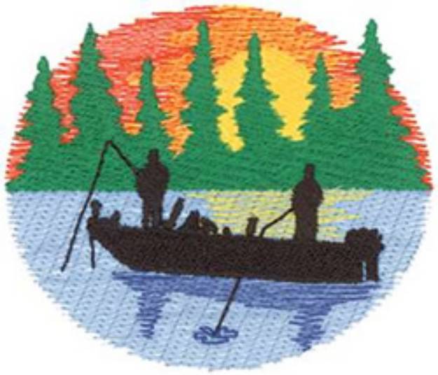 Picture of Fishing Sunset Machine Embroidery Design