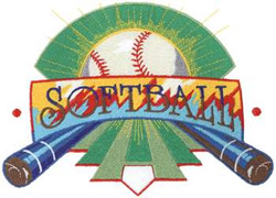 Softball Logo Machine Embroidery Design