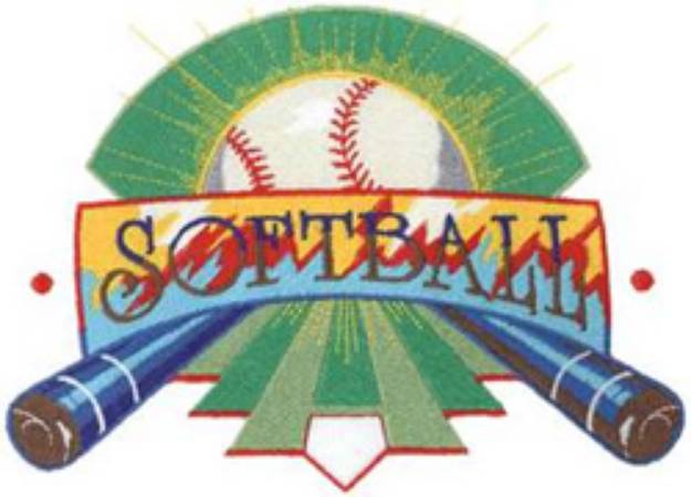 Picture of Softball Logo Machine Embroidery Design