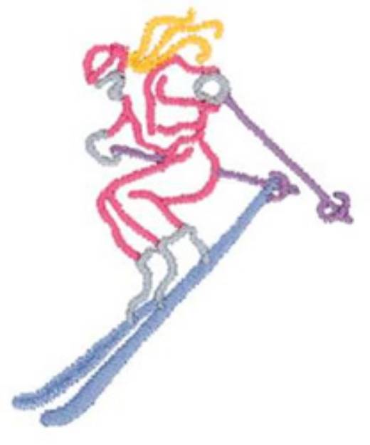 Picture of Lady Skier Machine Embroidery Design