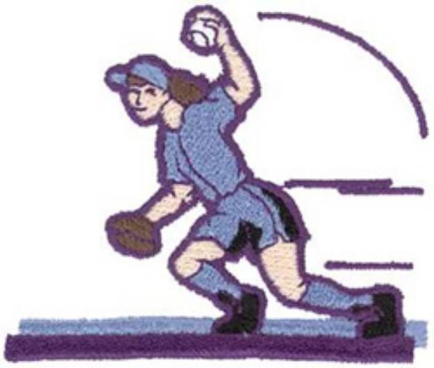 Picture of Softball Lady Machine Embroidery Design