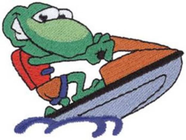 Picture of Jet Skiing Frog Machine Embroidery Design