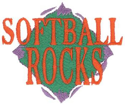 Softball Rocks Machine Embroidery Design