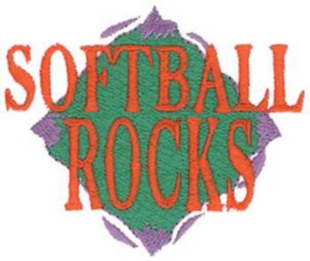 Picture of Softball Rocks Machine Embroidery Design