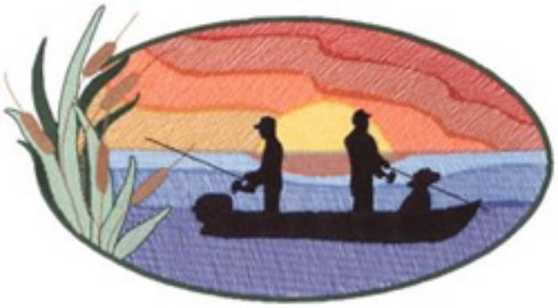 Picture of Fishing Sunrise Machine Embroidery Design