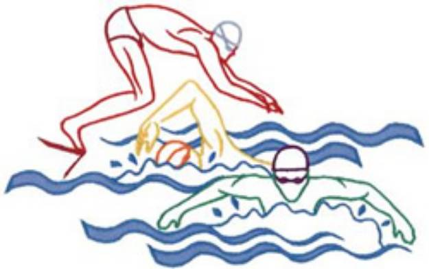 Picture of Swimming Outlines Machine Embroidery Design