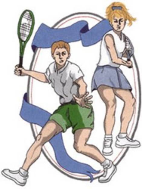 Picture of Tennis Players Machine Embroidery Design