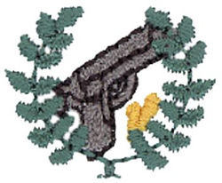 Handgun Laurel Wreath Machine Embroidery Design