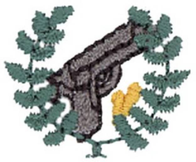 Picture of Handgun Laurel Wreath Machine Embroidery Design