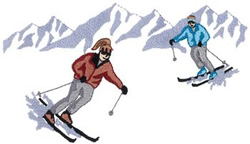 Snow Skiers Machine Embroidery Design