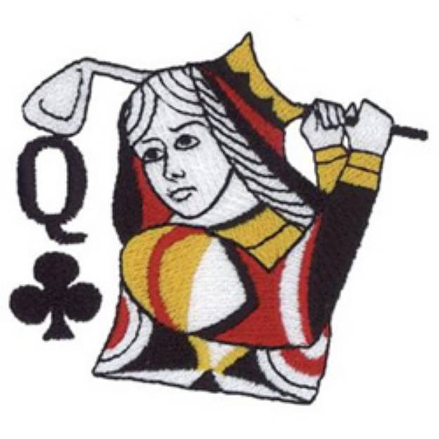 Picture of Queen Of Clubs Machine Embroidery Design