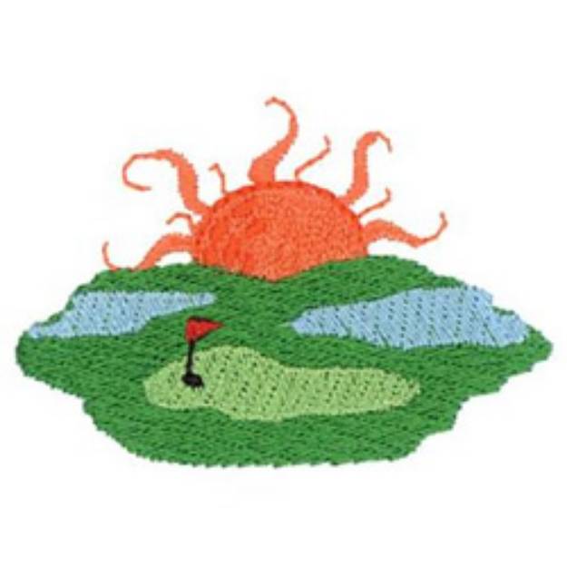 Picture of Golf Ball Sunset Machine Embroidery Design