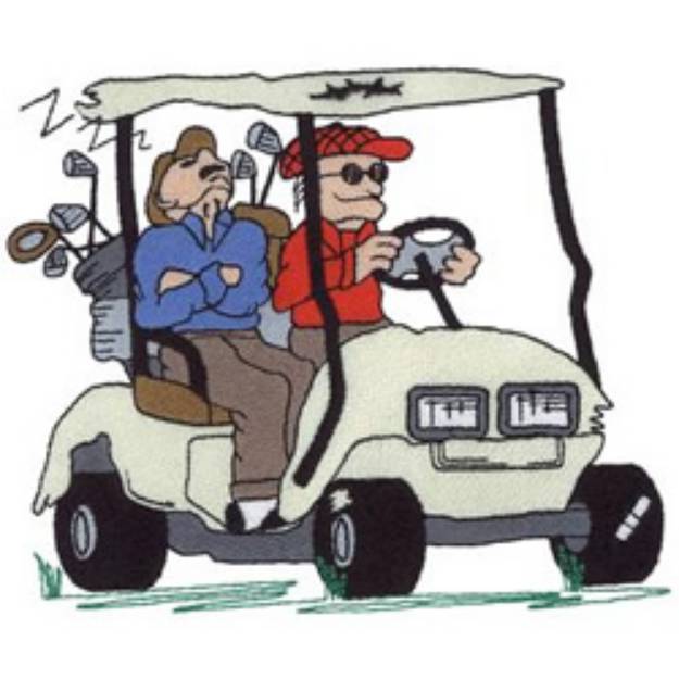 Picture of Men In Golf Cart Machine Embroidery Design
