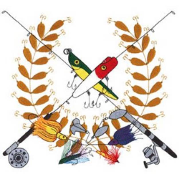 Picture of Fishing Collage Machine Embroidery Design
