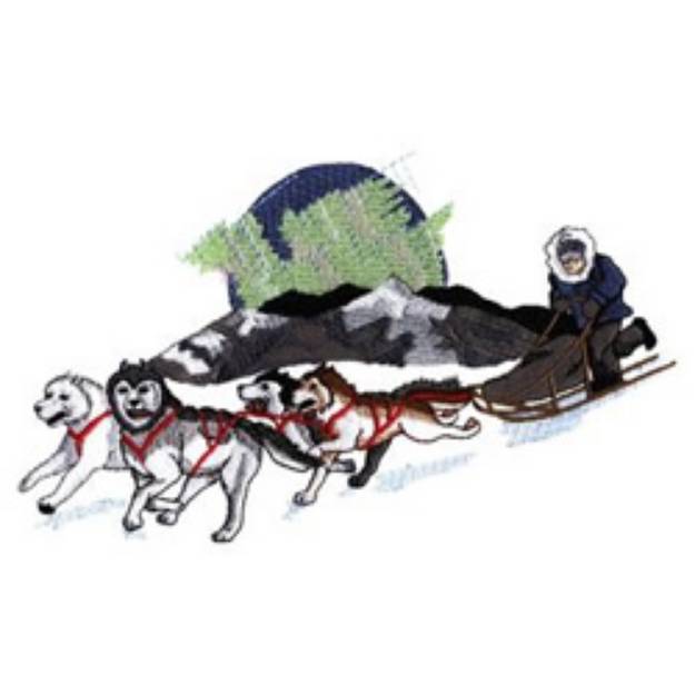 Picture of Dog Sledding Machine Embroidery Design