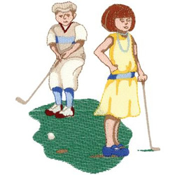 Golfing Kids Machine Embroidery Design