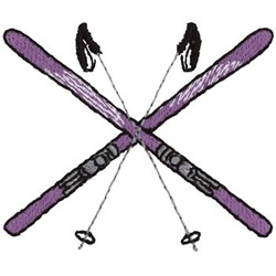 Skis And Poles Machine Embroidery Design