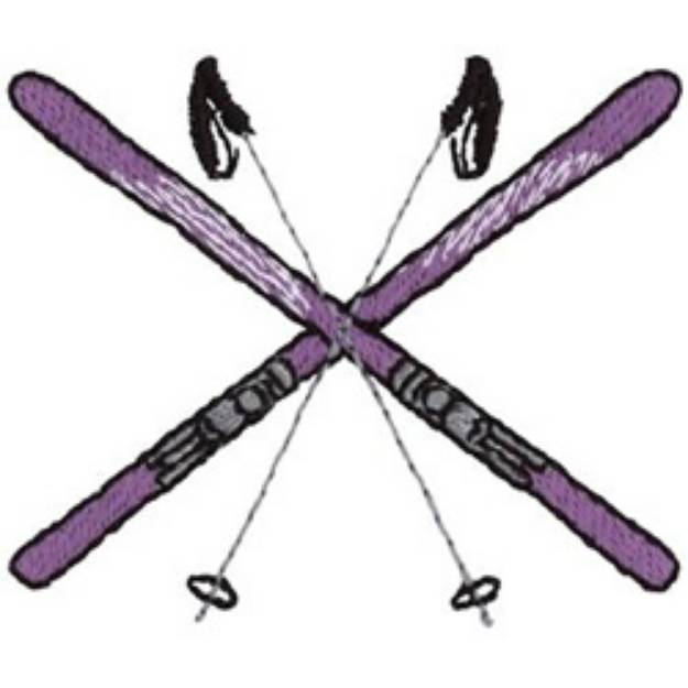 Picture of Skis And Poles Machine Embroidery Design