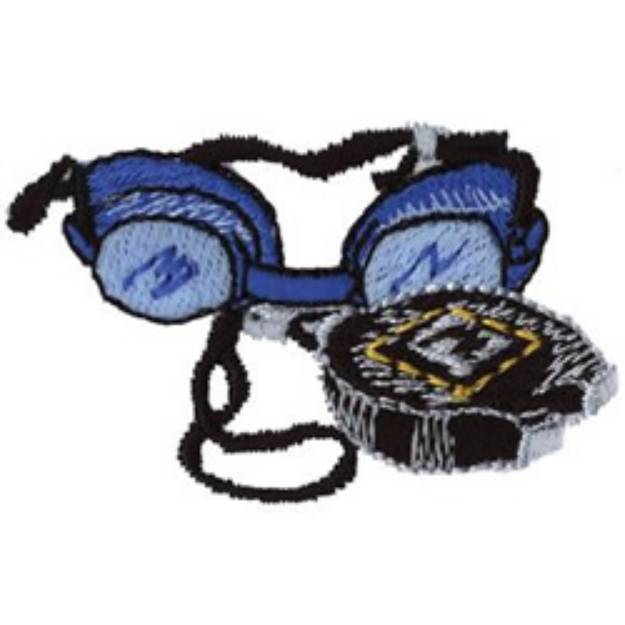 Picture of Goggles & Stopwatch Machine Embroidery Design