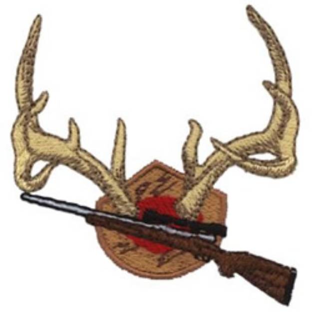 Picture of Rifle & Antlers Machine Embroidery Design
